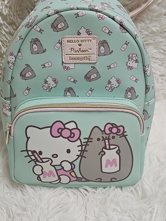 Loungefly Handbags - Hello Kitty × Pusheen Loungefly Mini Backpack Leather Cute Girls EUC